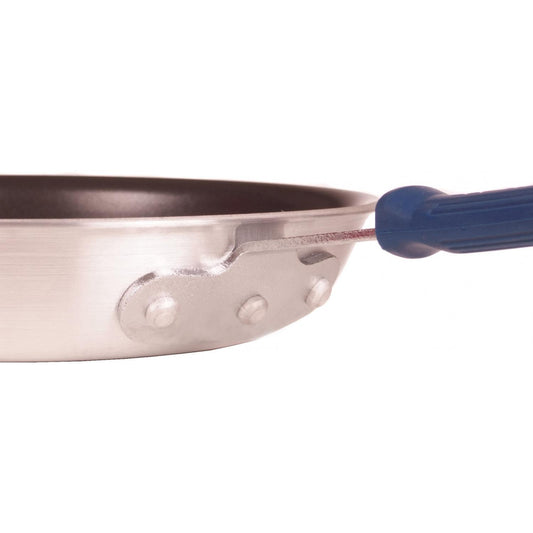 Close-up of McWare 10 Inch Heavy Duty Skillet w/cool Handle, ideal for grilling, outdoor cooking, and BBQ adventures.
