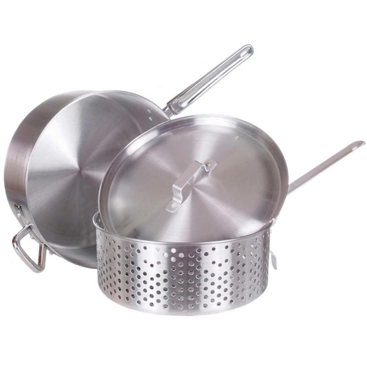 Mcware 4.5" Deep Fry Pot with Basket, ideal for grills smokers and cookers, perfect for outdoor frying adventures.
