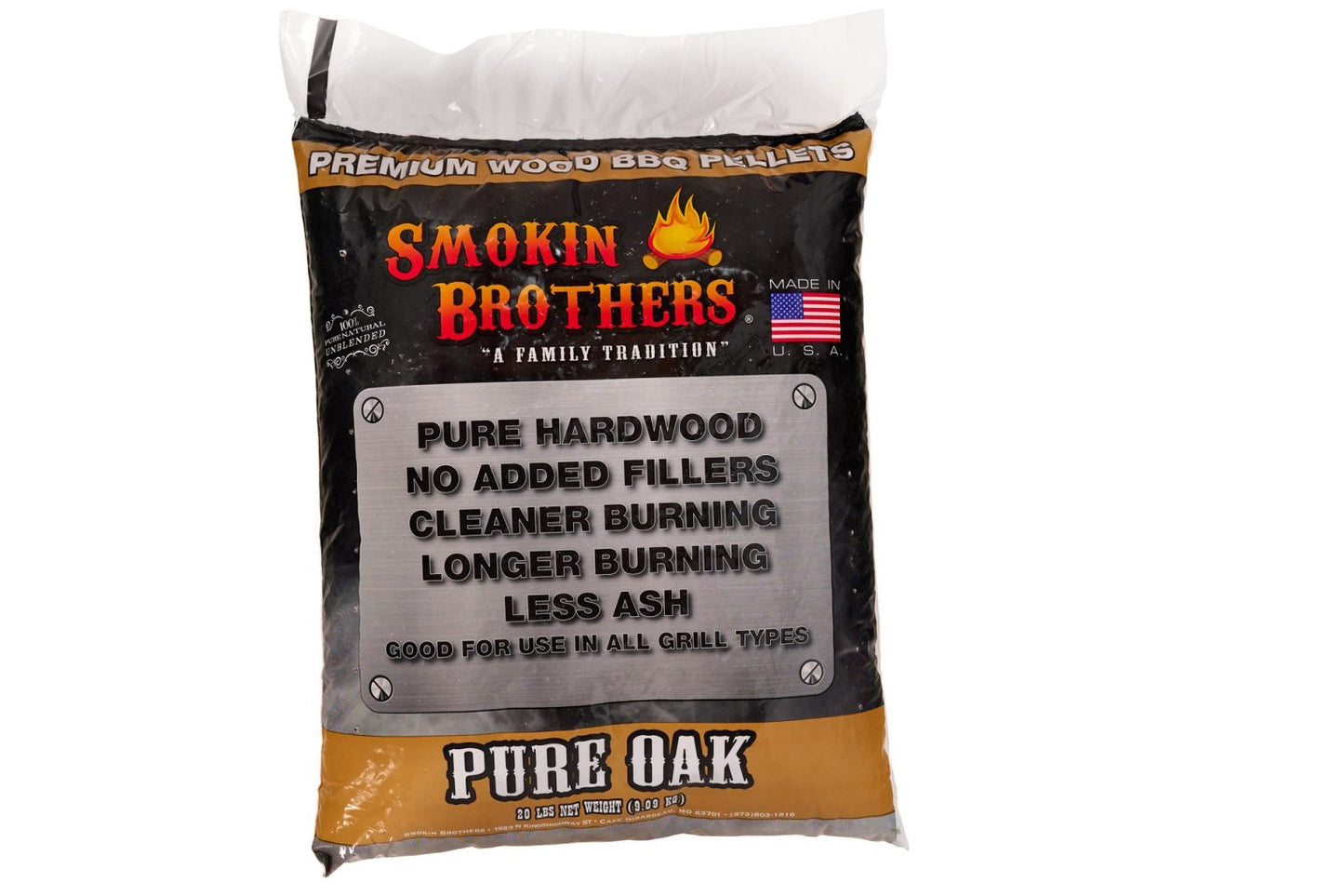 SMOKIN BROTHERS PURE OAK PELLETS 20 LB BAG
