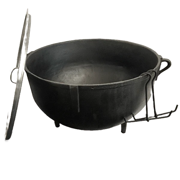 Cajun Cookware 28 Gallon Cast Iron Jambalaya Pot, perfect for grills smokers and cookers, ideal for outdoor cooking and flavorful meals.