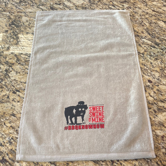 Sweet Swine O' Mine Hand Towels perfect for grills smokers and cookers, ideal for BBQ enthusiasts and outdoor cooking.