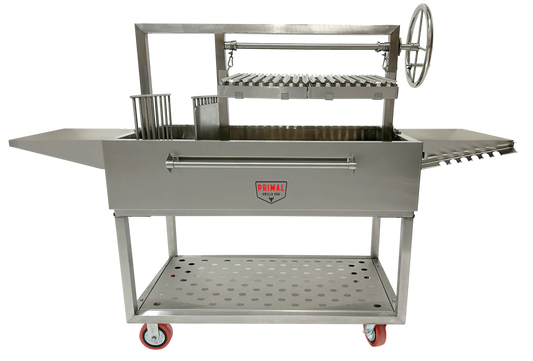 Primal Grills Live Fire Model 48 Inch stainless steel grill, ideal for outdoor cookers and BBQ gatherings.