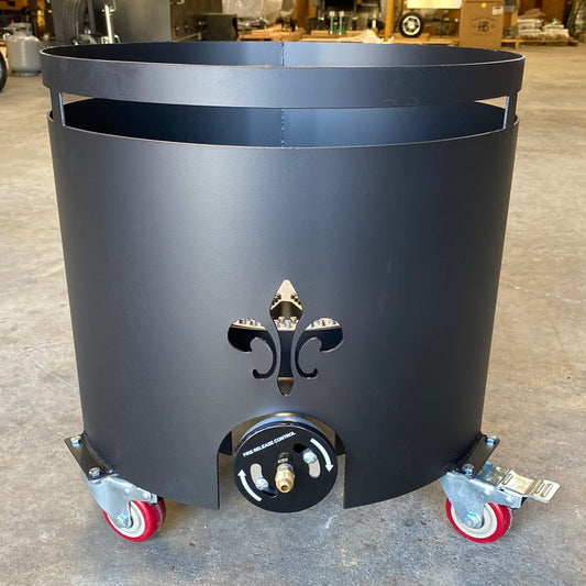 10 Gallon Windproof Steel Roll Around Stand for grills smokers and cookers with wheels and brakes, ideal for BBQ accessories online.