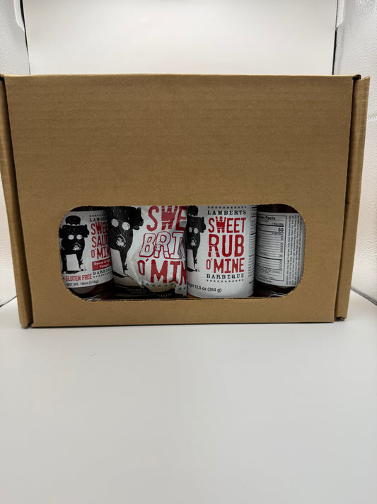 Sweet Swine O’ Mine World Champion BBQ Seasoning/ Sauce Kit featuring Sweet Sauce, Rub, and Brine for grills and smokers.