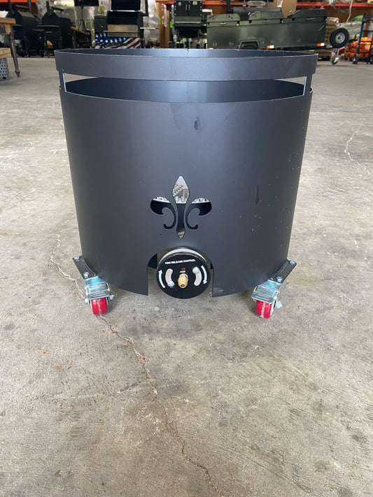 15 Gallon Windproof Roll Around Stand for easy mobility and stability, ideal for grills smokers and cookers, BBQ accessories.