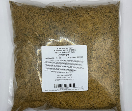 Sweet Swine O' Mine and Boars Night Out Texas Tornado 5# Bag for grilling with smokers and cookers, BBQ rubs online.
