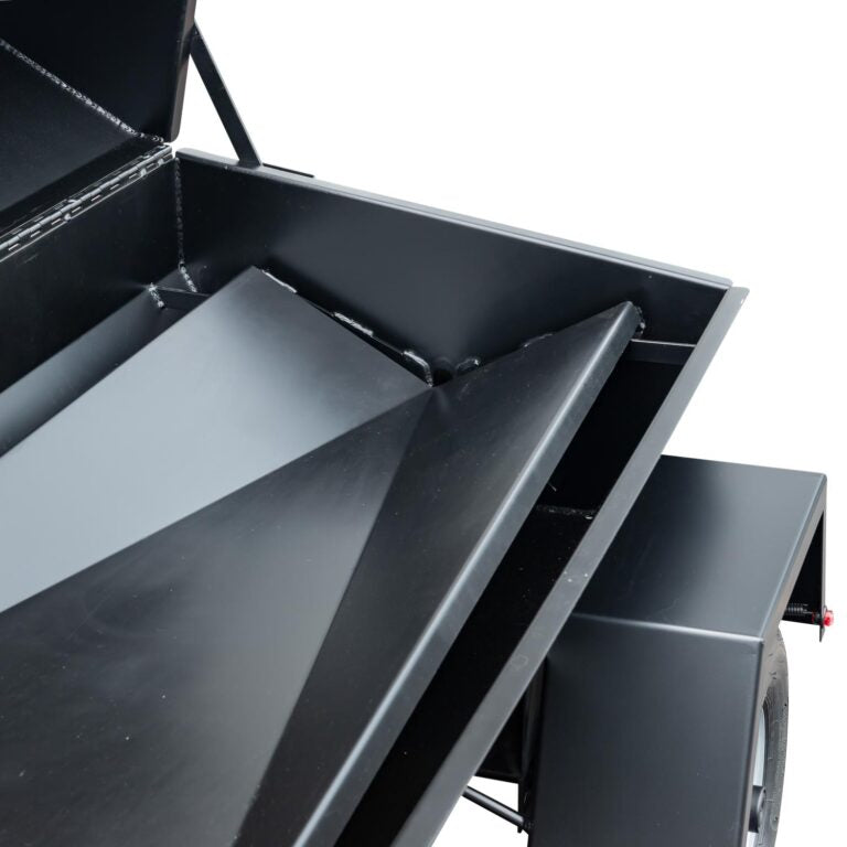 Meadow Creek PR-60T W/ Charcoal Pull Out, Charcoal Grilling Pan, Vinyl Cover, And 2nd Tier Grate interior view.