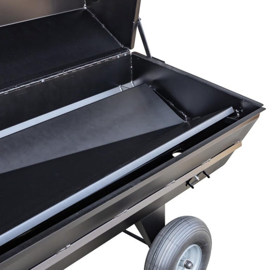 Meadow Creek PR60 W/ 4" Casters, Charcoal Pull Out, Charcoal Grilling Pan, Vinyl Cover, 2nd Tier Grate interior view