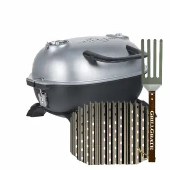 GrillGrate Set for the PK GO featuring a portable grill and grilling spatula for barbecue enthusiasts.