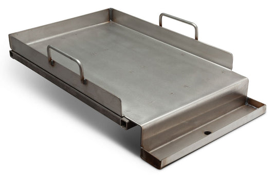 Yoder 24"x36" Stainless Steel Griddle Tray for charcoal grills and smokers, perfect for bacon, eggs, and burgers.