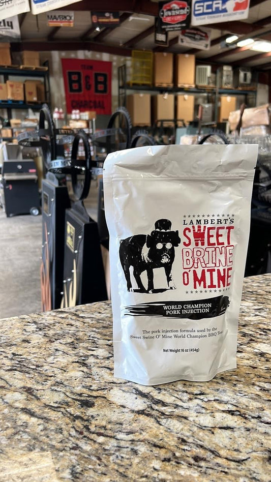 Sweet Brine O' Mine 16 oz pouch for competition BBQ, ideal for use with grills smokers and cookers.