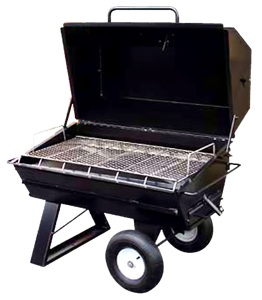 Meadow Creek PR-42 W Charcoal Pullout, Charcoal Grilling Pan, and Vinyl Cover for outdoor grilling.