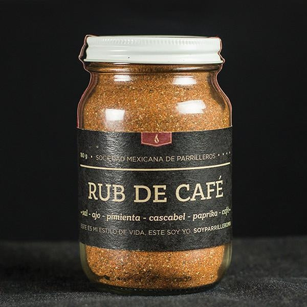 SMP rub in a glass jar, perfect for enhancing flavors in meats with a blend of coffee and spices, ideal for BBQ lovers.