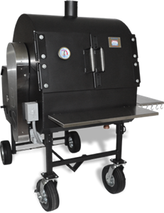 American Barbecue Systems Pit-Boss with SS Rotisserie and Pellet System for outdoor grilling and smoking.