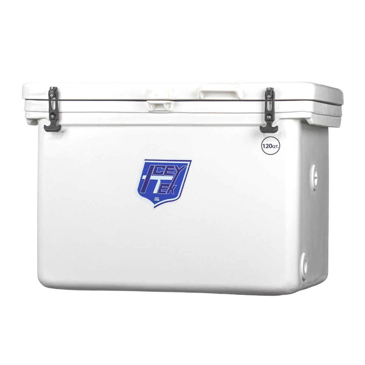 ICEY-TEK 120 Quart Cooler ( FREE SHIPPING ) with premium UV-resistant latches, perfect for outdoor grilling and BBQ adventures.