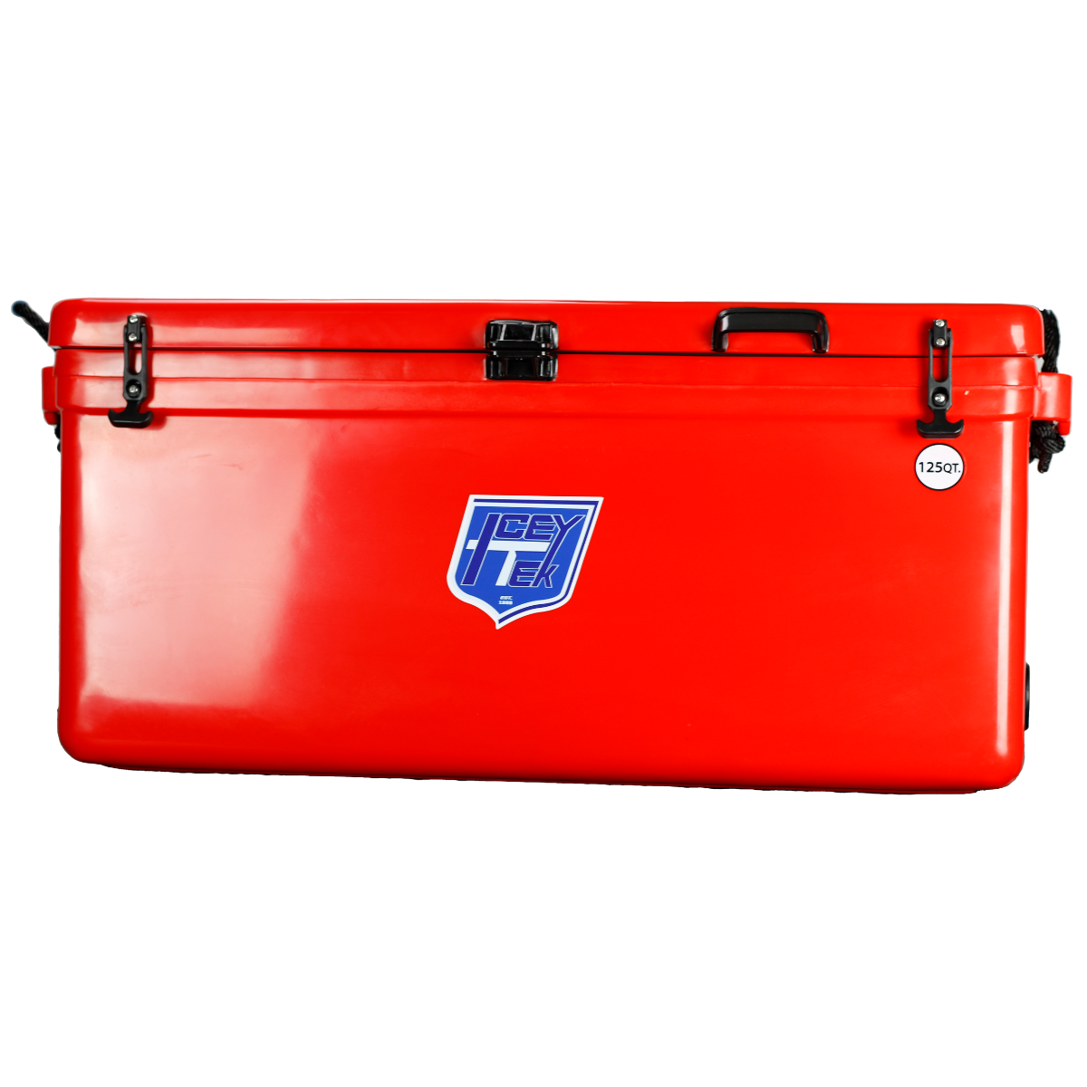 ICEY-TEK 125 Quart Cooler (FREE SHIPPING) in bright red color, perfect for outdoor adventures and camping.