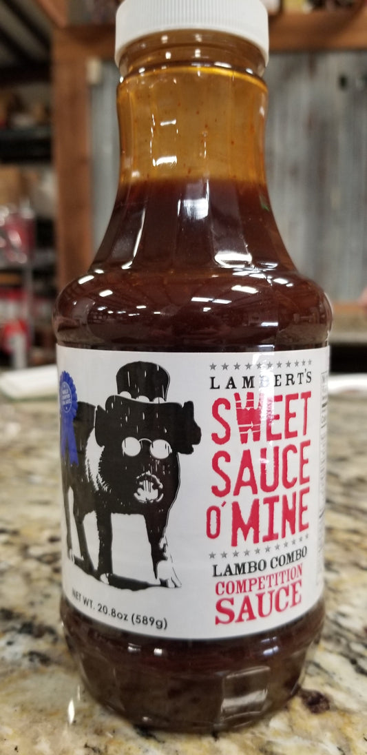 Sweet Sauce O'Mine Lambo Combo Competition Sauce 20oz bottle, perfect for competition BBQ and grilling enthusiasts.