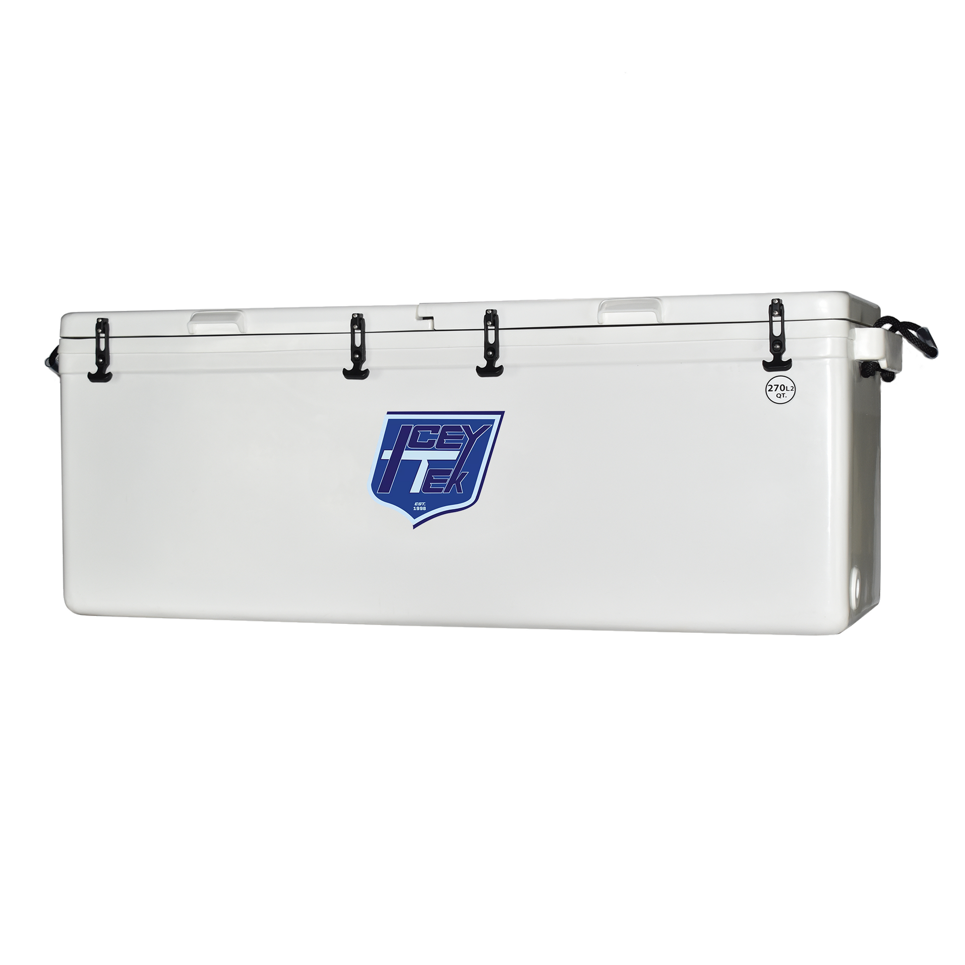 ICEY-TEK 270 Quart Split-Lid Cooler (FREE SHIPPING) with secure latches and durable design for outdoor adventures.