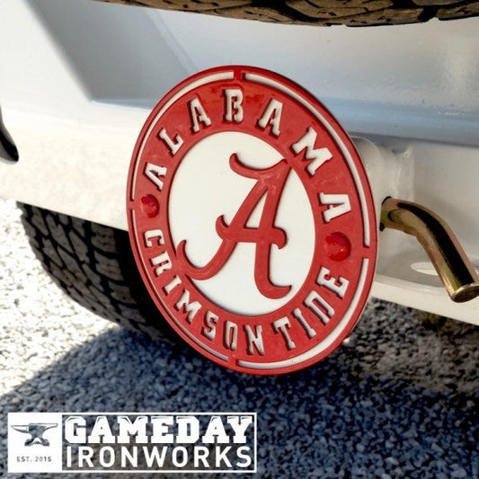 Gameday Ironworks Alabama Circle Hitch Cover, perfect for tailgating with grills smokers and cookers.