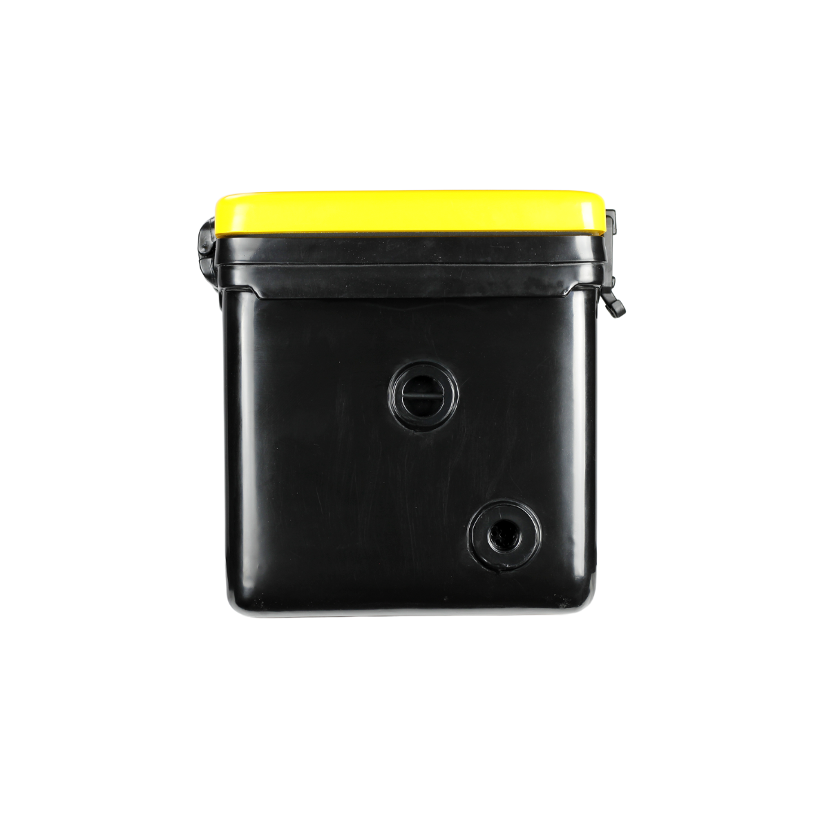 ICEY-TEK 40 Quart Cooler (FREE SHIPPING) with a rugged black design and yellow lid for outdoor adventures.