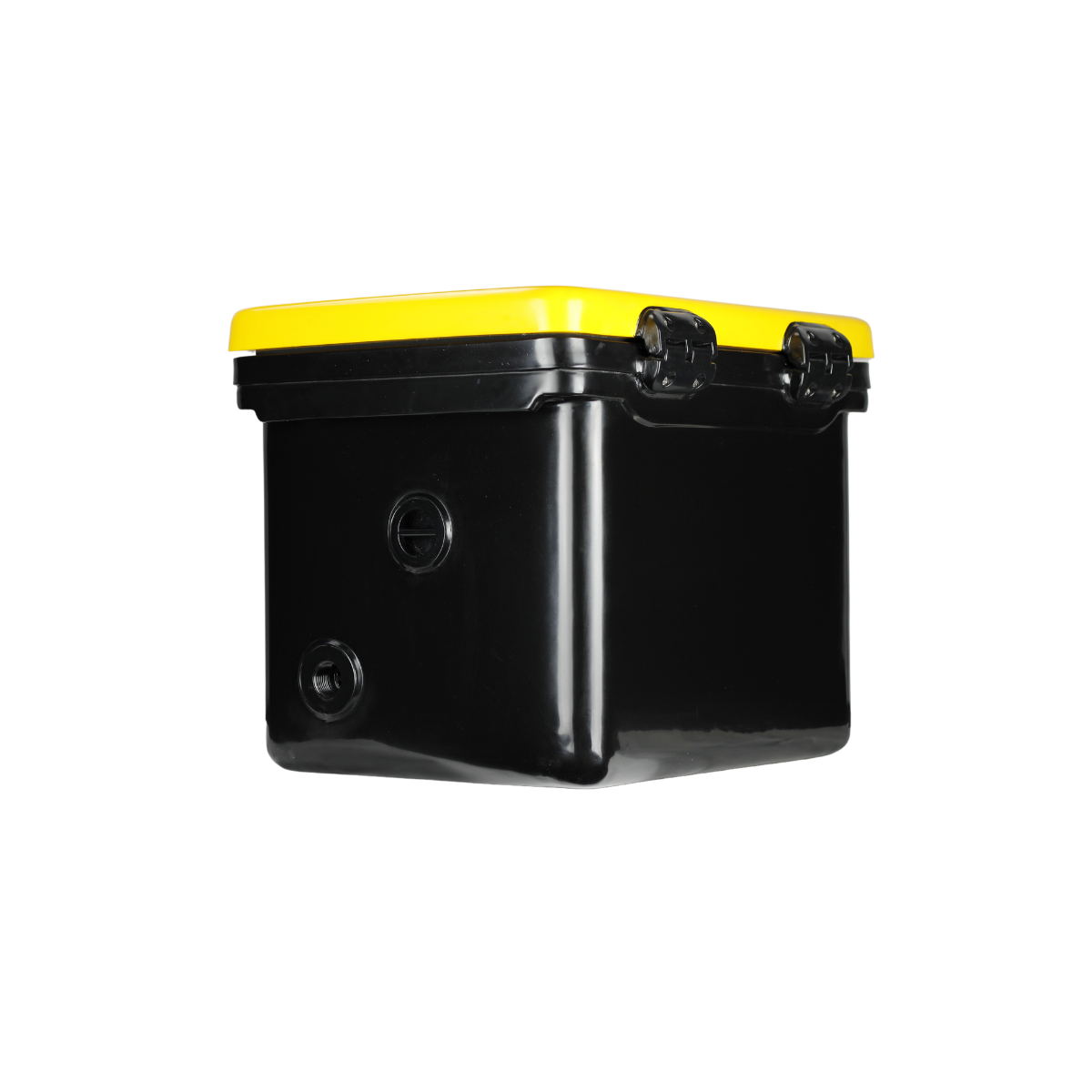 ICEY-TEK 40 Quart Cooler (FREE SHIPPING) in black with yellow lid, perfect for outdoor adventures and BBQ.