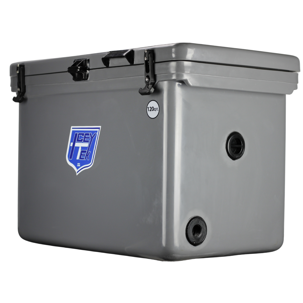 ICEY-TEK 120 Quart Cooler ( FREE SHIPPING ) gray rotomolded cooler for outdoor excursions and BBQ adventures.