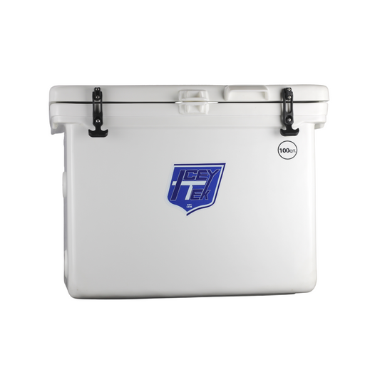 ICEY-TEK 100 Quart Cooler ( FREE SHIPPING ) with durable roto-mold design for outdoor adventures and fishing trips.