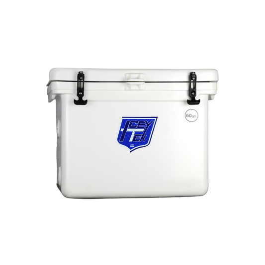 ICEY-TEK 60 Quart Cooler (FREE SHIPPING) front view, durable rotomolded design, ideal for outdoor activities.