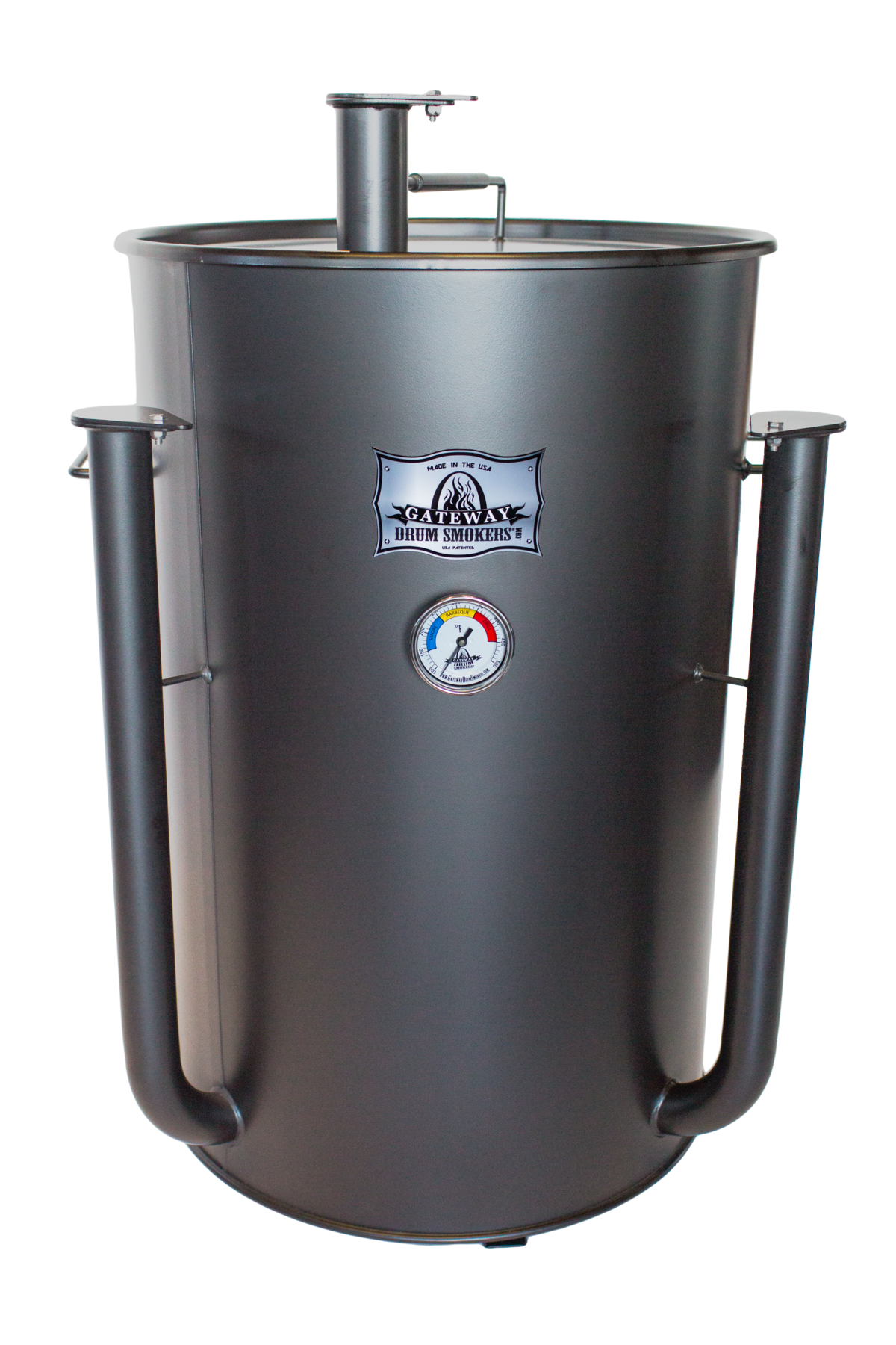 Gateway Drum Smoker 55G Matte Charcoal, designed for exceptional barbecue flavor, moisture, and tenderness.