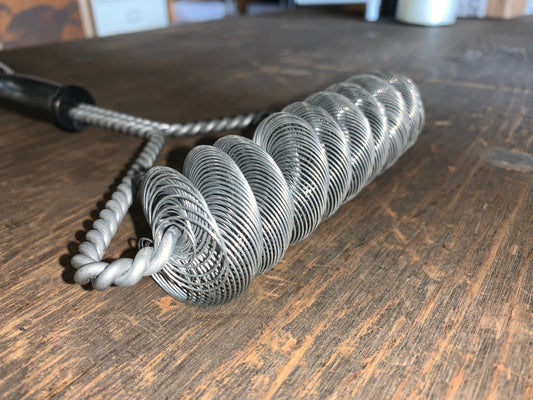 Brushtech 12” quad spring safety double-helix Bristle free BBQ grill brush #B409C for cleaning grills and smokers.