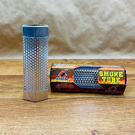 Butcher BBQ Smoke Tube 6” stainless steel smoker accessory for grills, charcoal, pellet, and gas cookers.