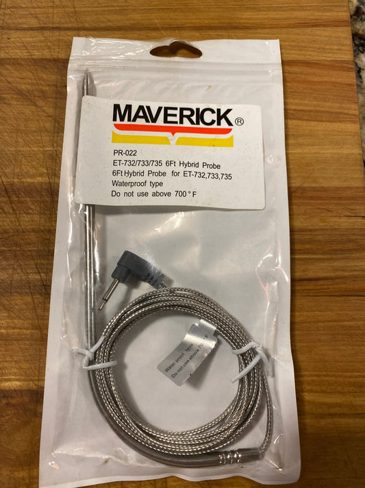 Maverick 6’ hybrid Thermometer probe for ET-732/733/735, ideal for grills, smokers, and cookers accessories.