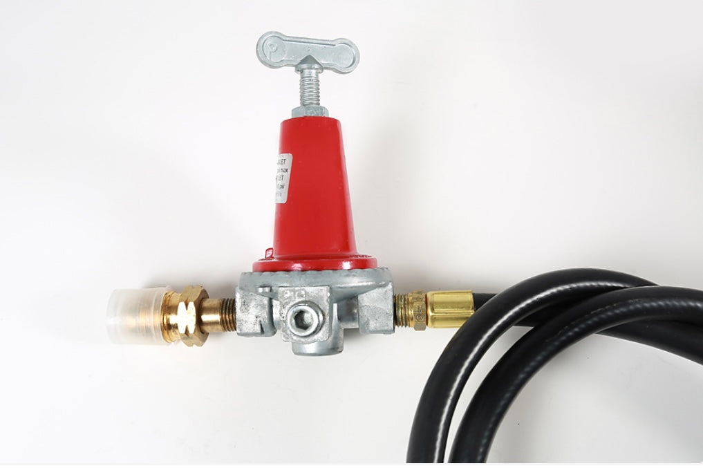 Cajun Classic Adjustable Pressure Regulator kit for grills smokers and cookers, compatible with various outdoor cooking setups.