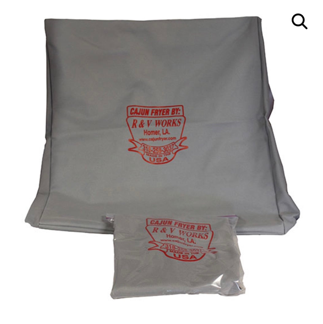 Cajun Fryer Canvas Cover for 8.5 gallon fryer by R&V Works, durable protection for grills, smokers, and cookers.