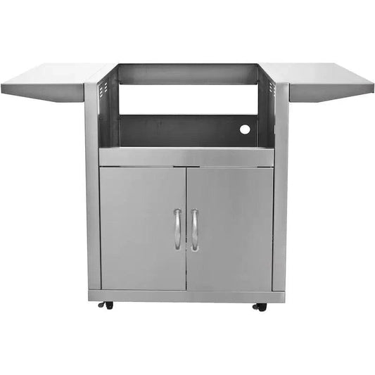 Blaze 3 Burner Cart Only with stainless steel shelves, designed for outdoor grills and BBQ cooking tools.