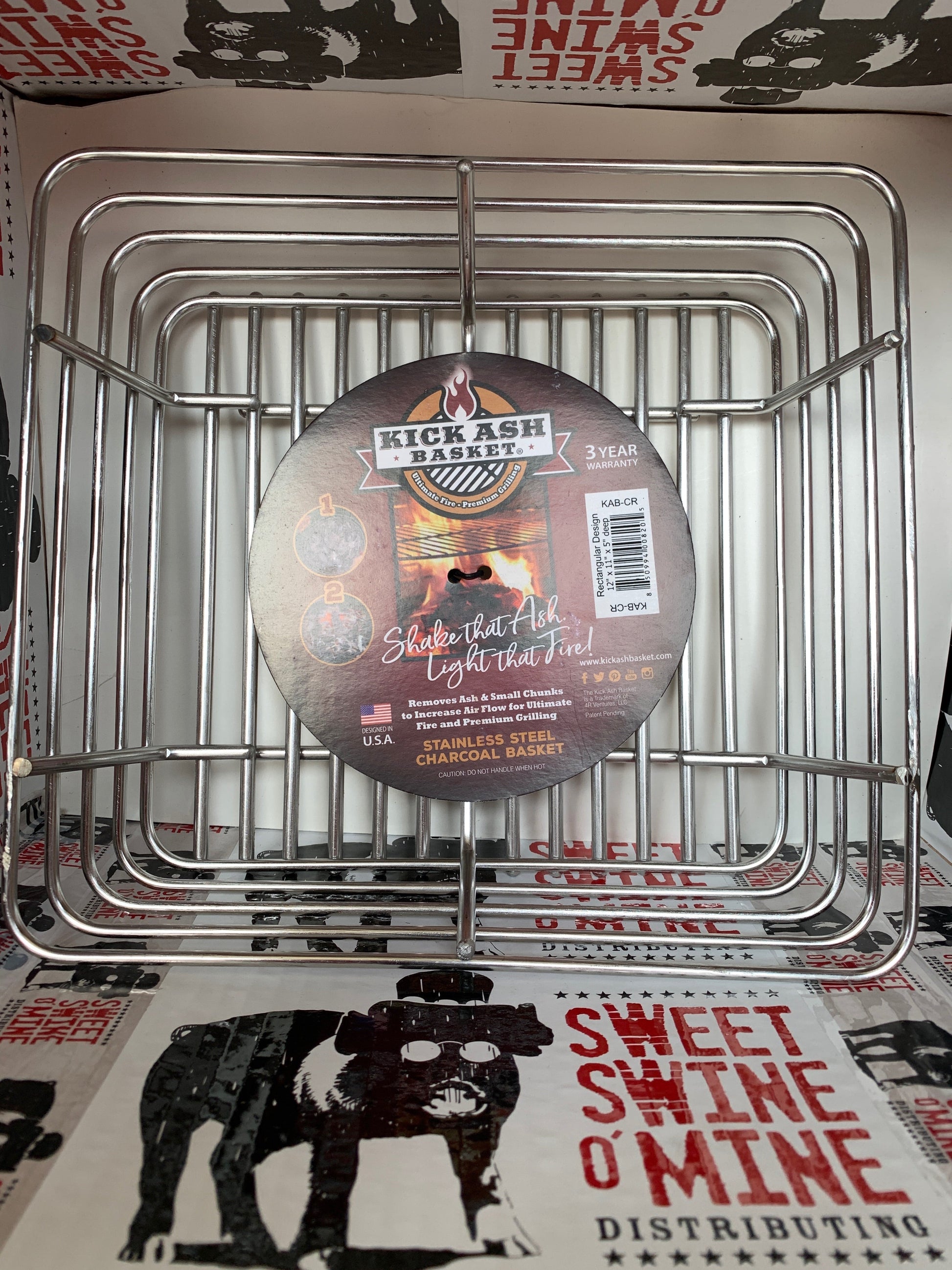 Kick Ash Basket for Red Box Smoker 12”x11”x5” deep, stainless steel charcoal basket for grilling and BBQ.