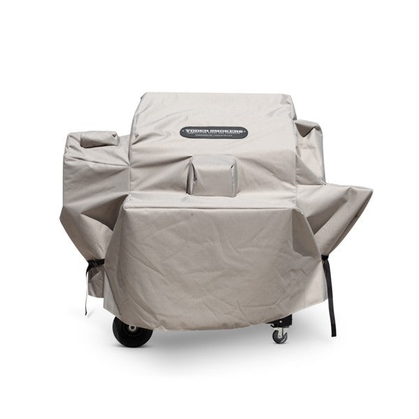 Yoder YS640 Custom Cover with straps for grills smokers and cookers protection from the elements.
