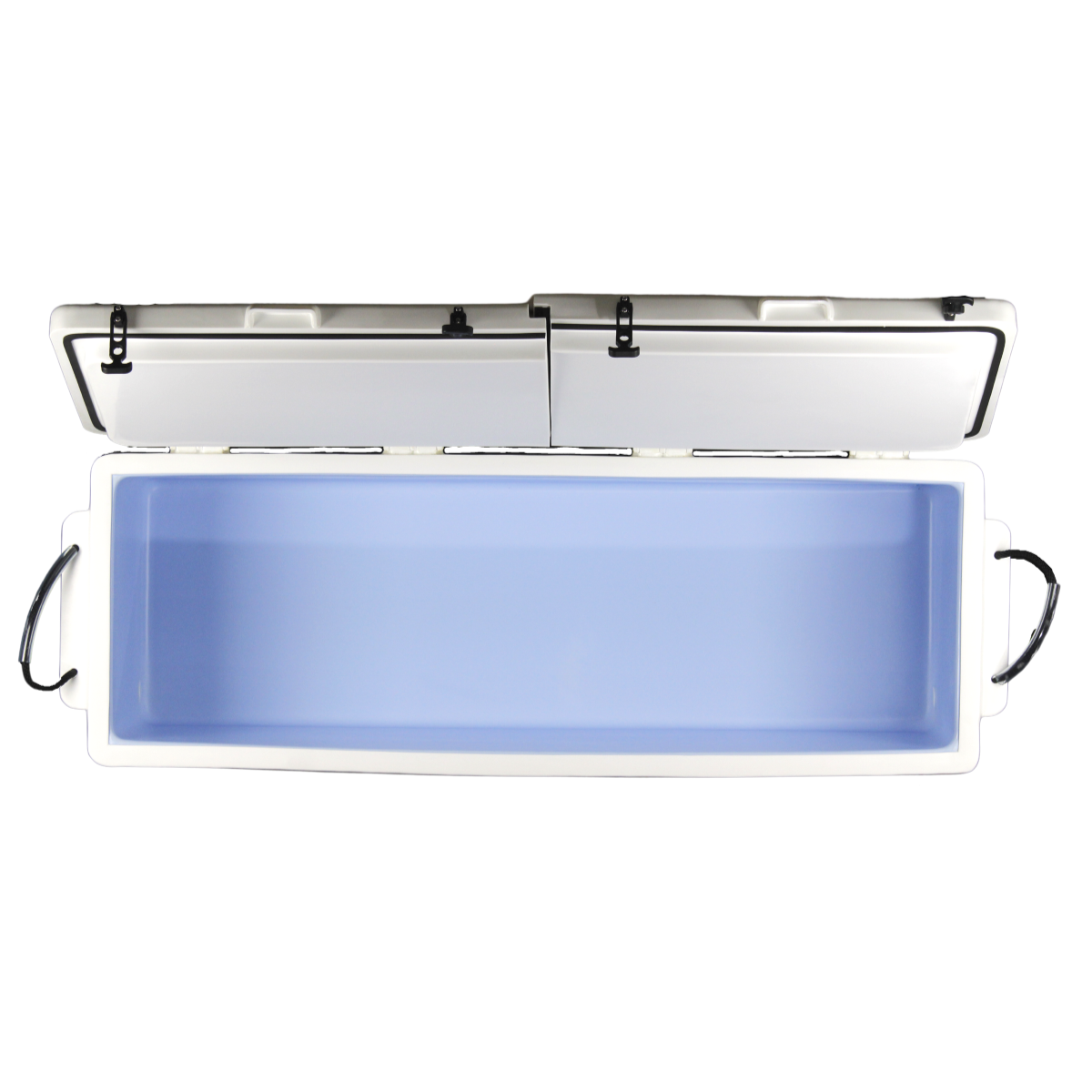 ICEY-TEK 270 Quart Split-Lid Cooler (FREE SHIPPING) with a spacious interior for camping and outdoor activities.