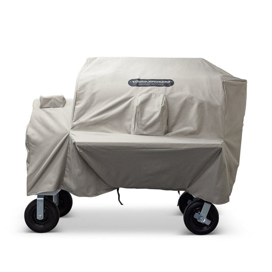 Yoder Smokers YS 1500s Comp Cover for removable stack units protecting a grill from the elements.