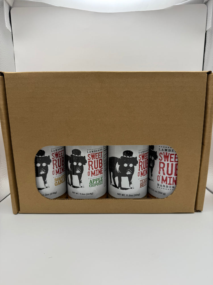 Sweet Rub O' Mine Seasoning Kit/ Gift Pack featuring Roasted Garlic and Apple rubs, perfect for grills and smokers.