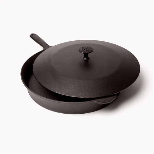 Field Company No. 12 Cast Iron Skillet Lid with a sleek design for versatile cooking in grills smokers and cookers.