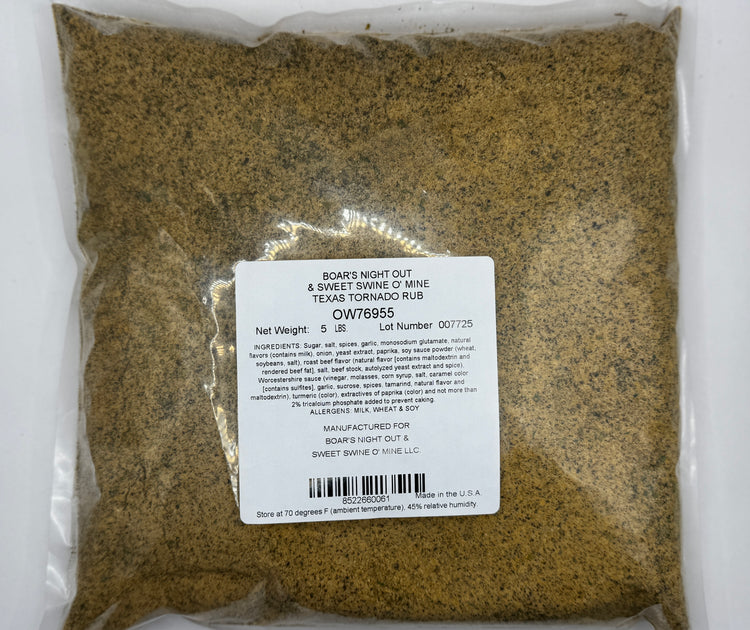 Sweet Swine O' Mine and Boars Night Out Texas Tornado 5# Bag for grilling with smokers and cookers, BBQ rubs online.