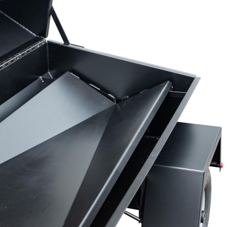 Meadow Creek PR-60T W/ Charcoal Pull Out, Charcoal Grilling Pan, Vinyl Cover, And 2nd Tier Grate interior view.