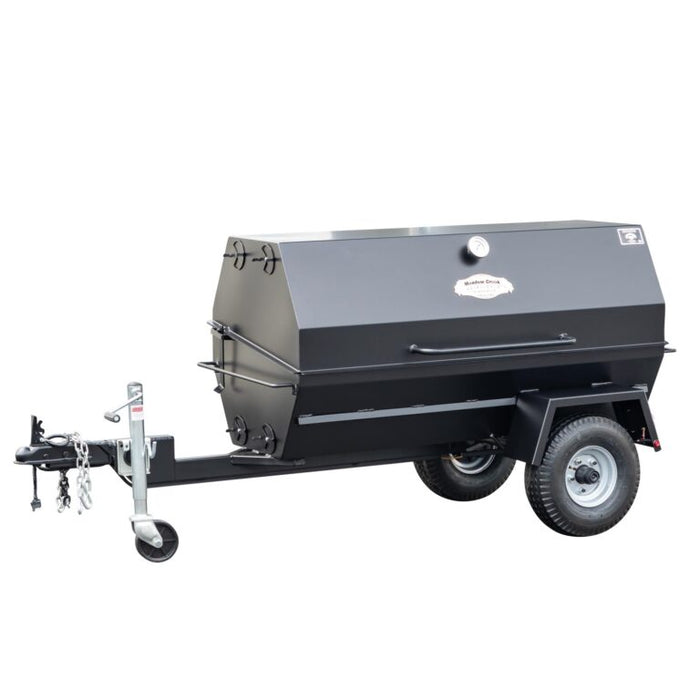 Meadow Creek PR-60T W/ Charcoal Pull Out, Charcoal Grilling Pan, Vinyl Cover, And 2nd Tier Grate on display.