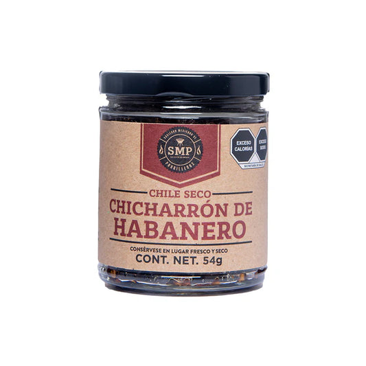 SMP Habanero Chicharrón in a jar, perfect for enhancing grills, smokers and cookers with spicy flavor.