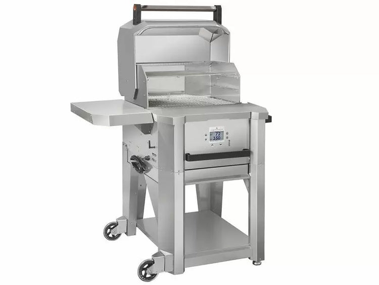 Memphis Grills Elevate Freestanding Pellet Grill W/ Cover featuring dual-wall stainless steel and direct flame insert.