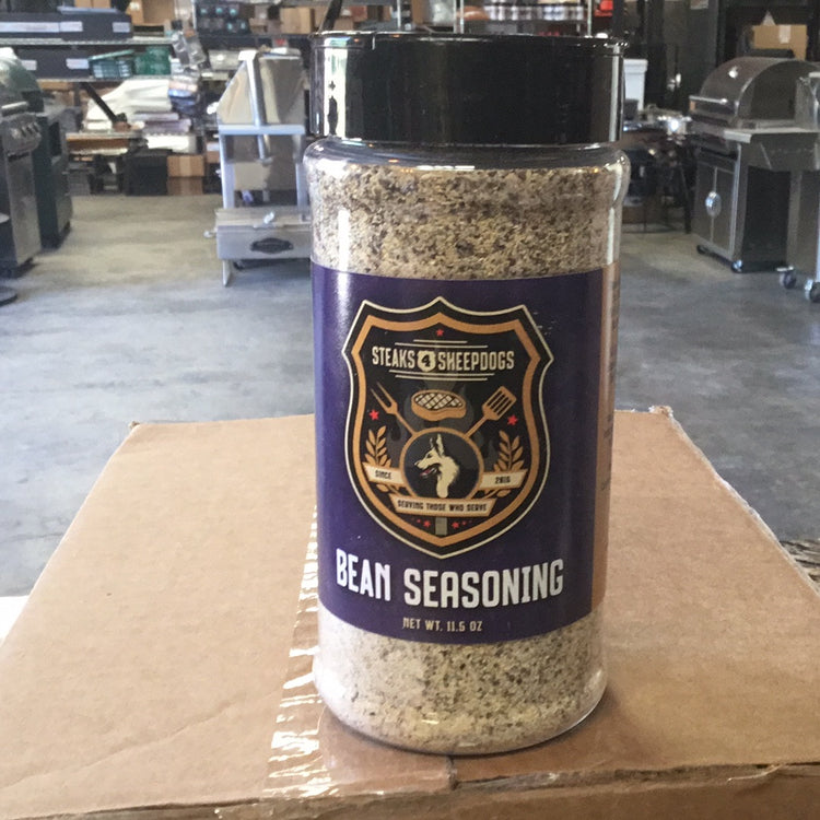Steaks 4 Sheepdogs Green Bean Seasoning in a jar, perfect for BBQ with grills and smokers.
