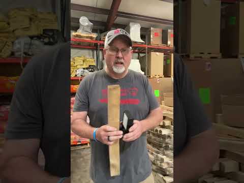 Hickory Stick Burner Wood demonstration showing kiln dried ax handle drops for grilling fuels and BBQ accessories.