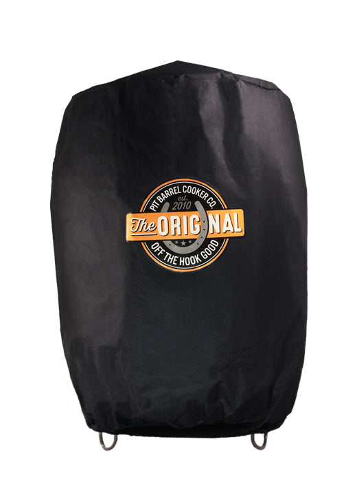 Pit Barrel Custom Cover designed to protect grills smokers and cookers with The Original stamp for durability.