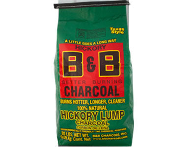 B&B Hickory Lump Charcoal 20 lb bag